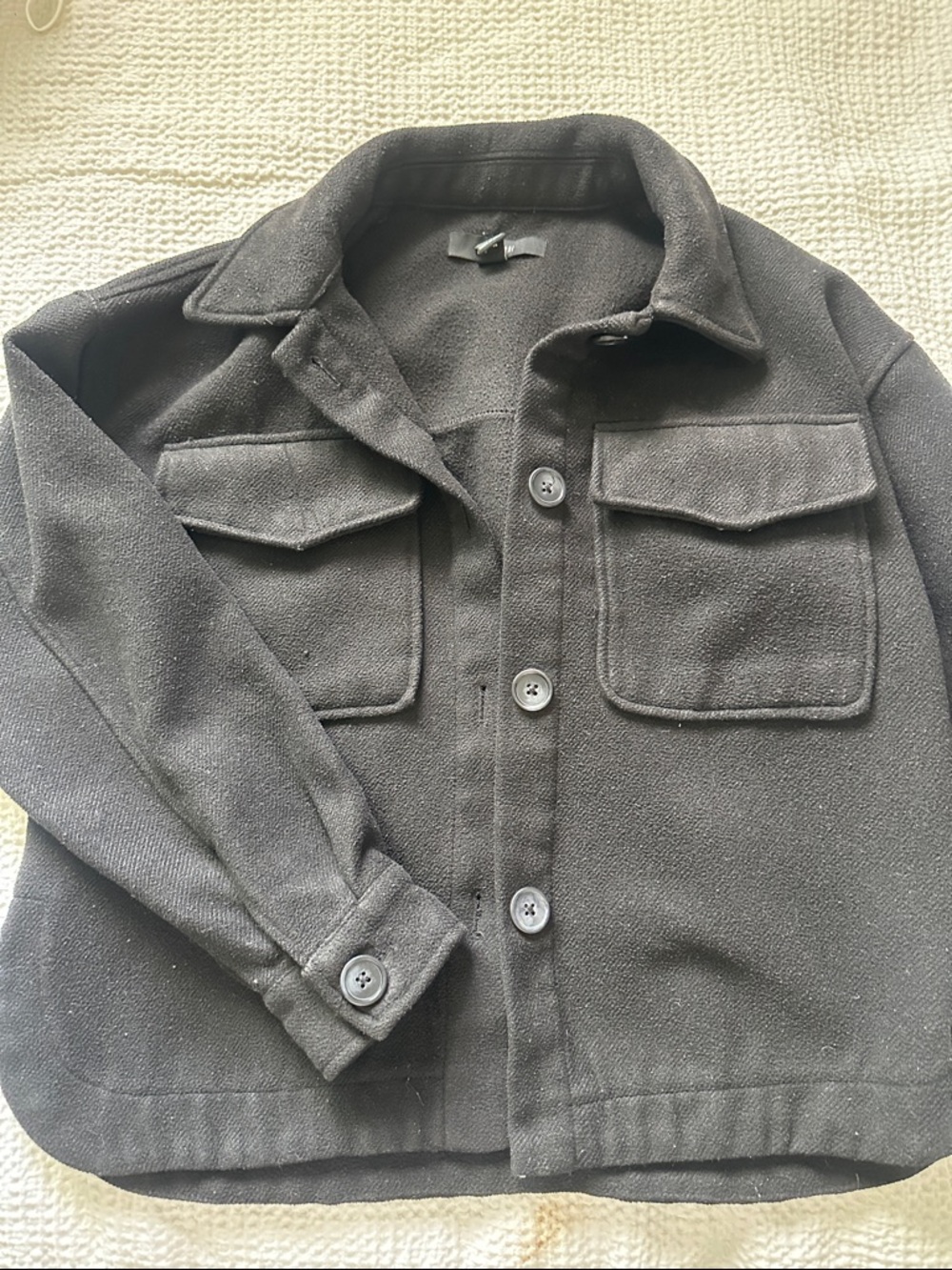 Black Women’s  Wool-Blend Button Front Jacket